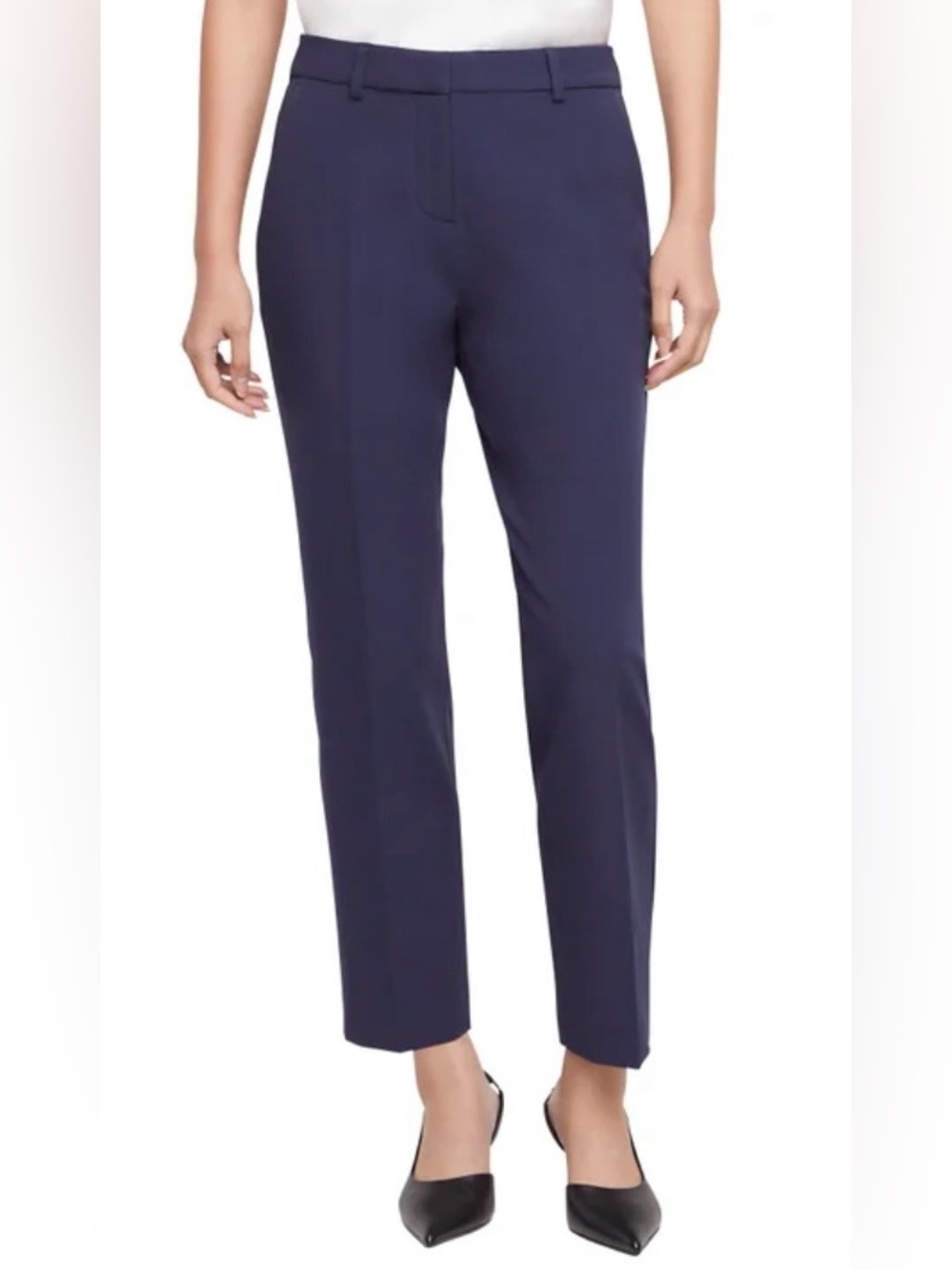 Express Women's Navy Straight-Leg, cropped Dress Pants